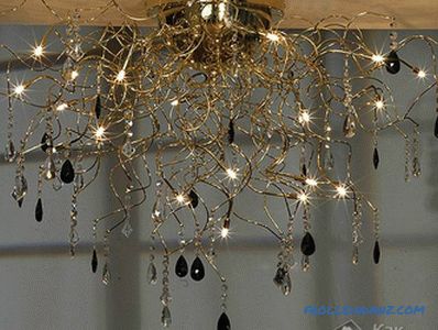 How to hang a chandelier on the ceiling (on the hook, with a bar) + photo