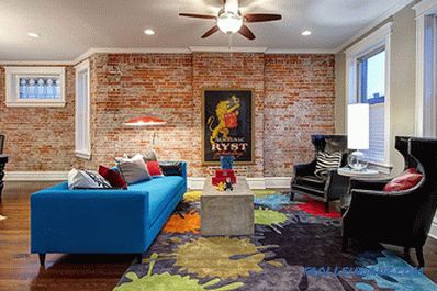 Brick in the living room interior - 100 decorating ideas and photos