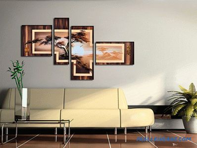 Modular pictures in the interior of the living room, bedroom or kitchen, photo ideas
