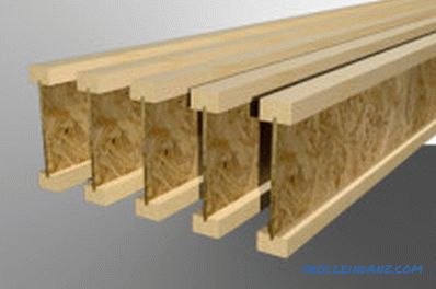 I-beam wooden do-it-yourself from timber and OSB