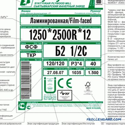 Plywood grades, sheet sizes, types and types of brands