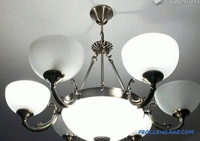 How to hang a chandelier on the ceiling (on the hook, with a bar) + photo