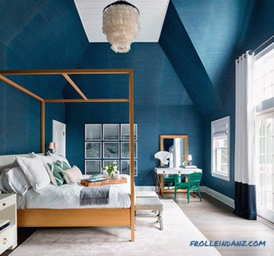 Blue color in the interior of the bedroom - 50 examples and design rules