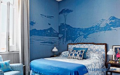 Blue color in the interior of the bedroom - 50 examples and design rules