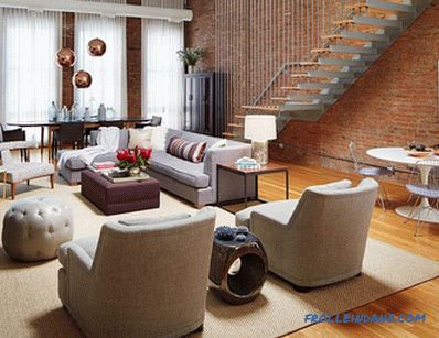 Brick in the living room interior - 100 decorating ideas and photos