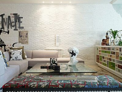 Brick in the living room interior - 100 decorating ideas and photos