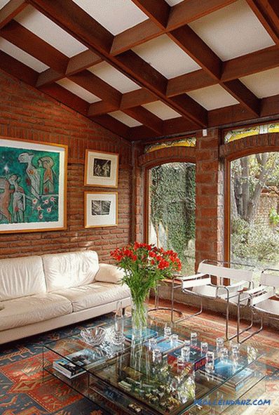 Brick in the living room interior - 100 decorating ideas and photos