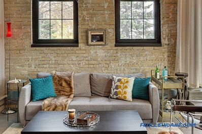 Brick in the living room interior - 100 decorating ideas and photos