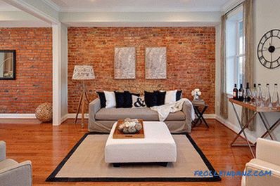 Brick in the living room interior - 100 decorating ideas and photos