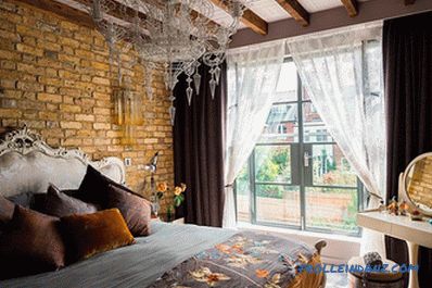 Brick in the interior of the bedroom - 60 examples of decor