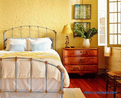 Brick in the interior of the bedroom - 60 examples of decor