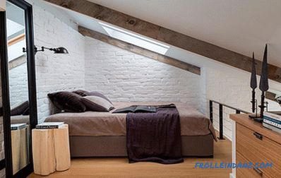 Brick in the interior of the bedroom - 60 examples of decor