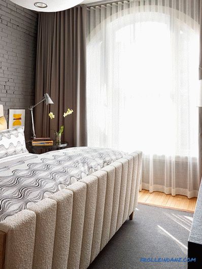 Brick in the interior of the bedroom - 60 examples of decor