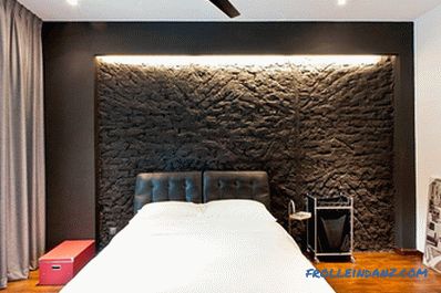 Brick in the interior of the bedroom - 60 examples of decor