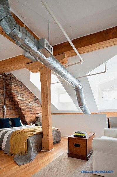 Brick in the interior of the bedroom - 60 examples of decor