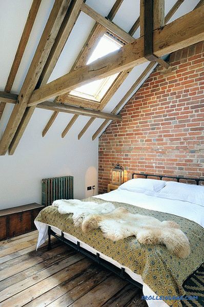 Brick in the interior of the bedroom - 60 examples of decor