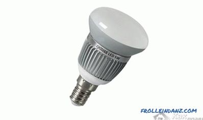 Types of light bulbs and types of caps