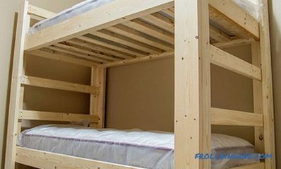 How to make a bunk bed with hands with wood + Photo