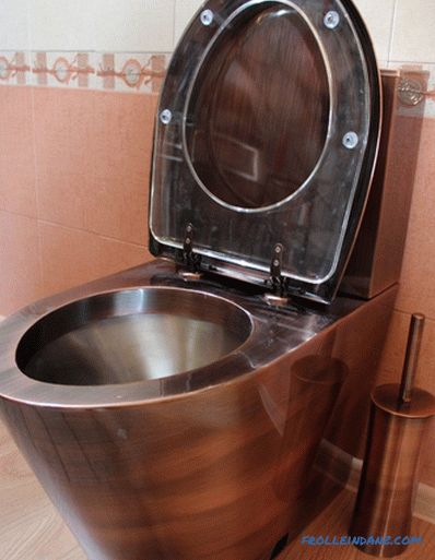 Types of toilet bowls on a bowl, washout, release and materials of production + Photo