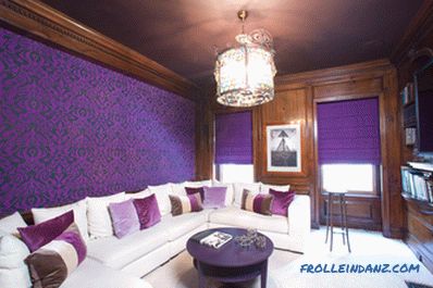 Violet color in the interior and its combination with other colors + photo examples