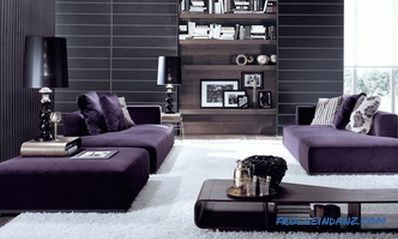 Violet color in the interior and its combination with other colors + photo examples