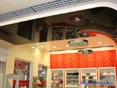 Types of stretch ceilings on the material of manufacture, construction and design + Photo