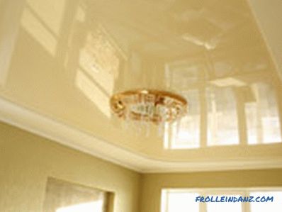 Types of stretch ceilings on the material of manufacture, construction and design + Photo