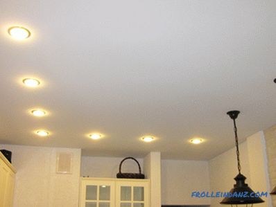 Types of stretch ceilings on the material of manufacture, construction and design + Photo