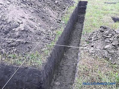 How to dig a trench for the foundation, water supply