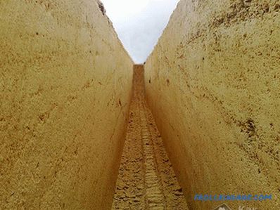 How to dig a trench for the foundation, water supply
