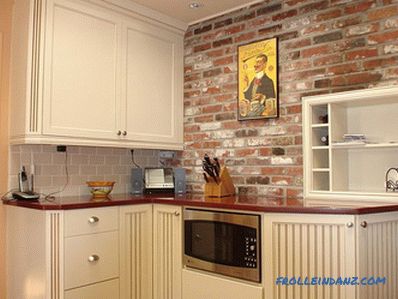 Brick wall in the interior of the kitchen