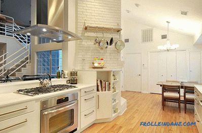 Brick wall in the interior of the kitchen