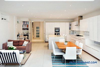 Design of living room combined with kitchen