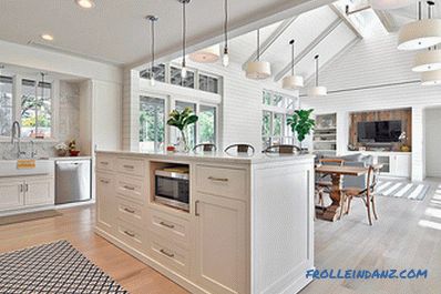 Design of living room combined with kitchen