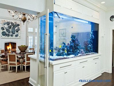 Aquarium in the interior of an apartment or house